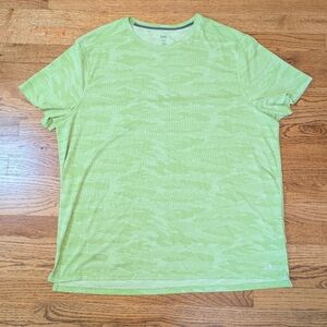 DSG Men's Athletic Tee Lime Green Camo Texture Shirt Moisture Wicking Size XXL